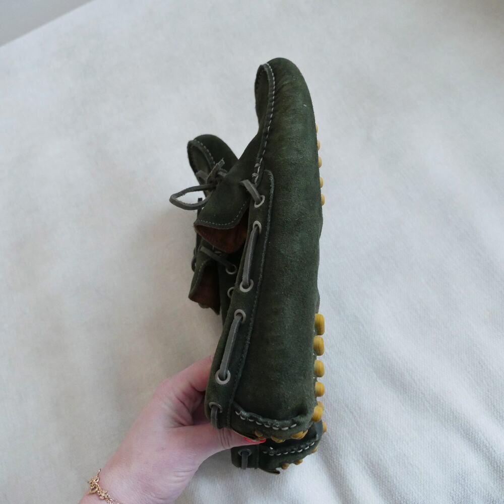 65 Johnnie-O Men’s Get-away driver  olive green suede driving moccasin slip-on - Picture 7 of 9